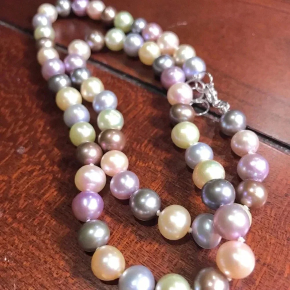 Colorful Cultured Freshwater Pearls, Pearl Necklace - Picture 2 of 2